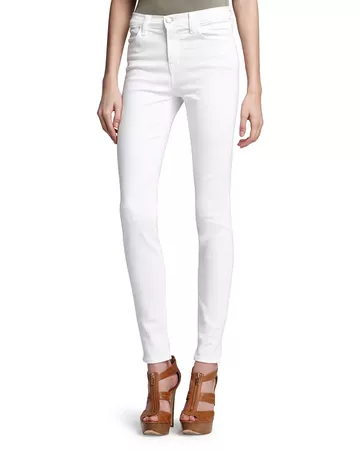 J Brand Maria High-Rise Skinny Jeans in Blanc | Bloomingdale's