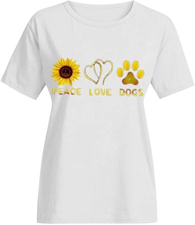 iHHAPY Women's Casual T-Shirts Tops Round Neck Shirt Sweatshirts Short Sleeve Streetwear Summer Sunflower Print Blouse at Amazon Women’s Clothing store