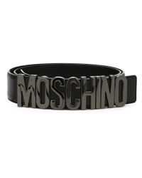 Lyst - Moschino Logo Plaque Belt in Black for Men