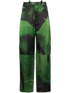 green funky printed pants