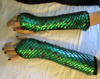 Pair Elven Mage Dragon Scale Gloves Mid Length/ Dragon Scale | Etsy