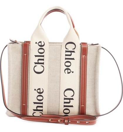 Chloé Small Woody Logo Strap Canvas Tote | Nordstrom