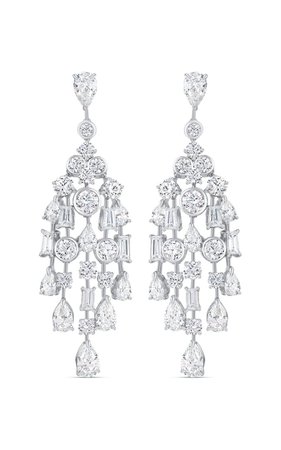 18k White Gold & Diamond Dangle Drop Chandelier Earrings By Harakh | Moda Operandi