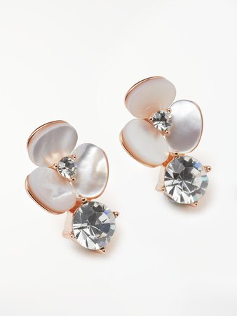 kate spade new york Mother of Pearl Flower Stud Earrings, Rose Gold/Neutrals at John Lewis & Partners