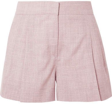 CASASOLA - Pleated Wool, Silk And Linen-blend Shorts - Blush