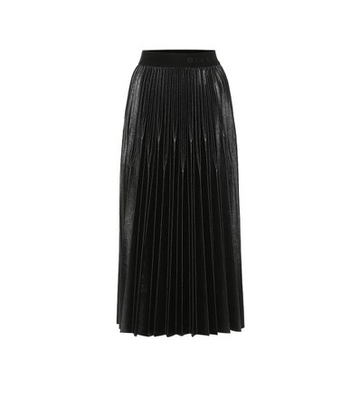 Givenchy Varnished jersey pleated midi skirt