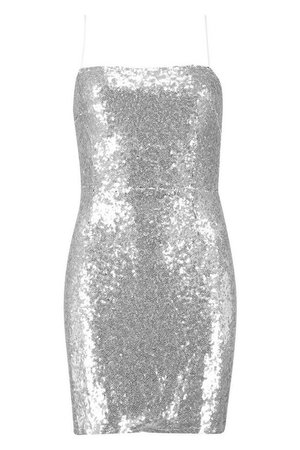 Sequin Strappy Back Bodycon Dress | Boohoo