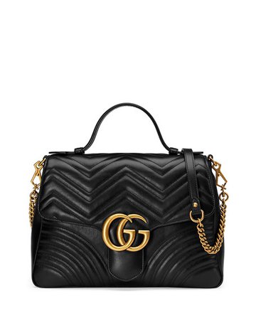 Gucci GG Marmont Medium Chevron Quilted Top-Handle Bag with Chain Strap
