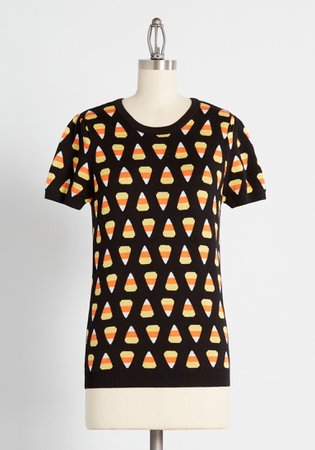 Sweet as Candy Corn Short Sleeve Sweater Modcloth