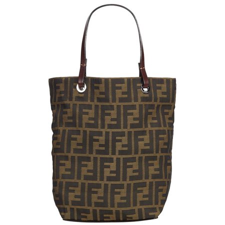 Fendi Brown Nylon Fabric Zucca Tote Bag Italy For Sale at 1stdibs