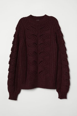 Cable-knit jumper | Burgundy | LADIES | H&M MA