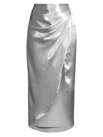 Aiifos Orla Metallic Satin Midi Skirt