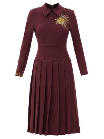 DUNCAN Alchemist Bleeding Heart Beaded Wool-blend Dress - We Select Dresses