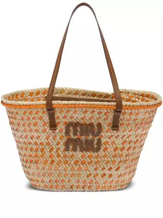 Miu Miu Palmetto logo-appliqué Tote Bag - Farfetch