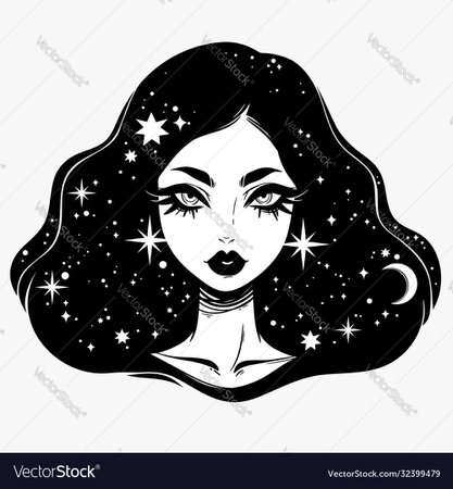Portrait a fairy girl with space hair Royalty Free Vector