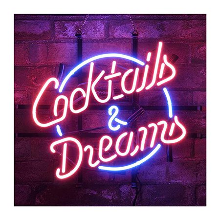 Gritcol Cocktails & Dreams Beer Bar Bistro Wall Window Neon Sign Light Man Cave Bed Room Decor 17" x 14": Amazon.ca: Electronics