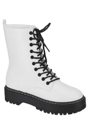 Platform Combat Boots- White – Trendy and Tipsy