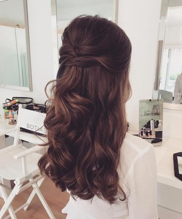 Wedding hairstyles for long hair half up with veil curls 14 - www.GasStationMaintenance.com