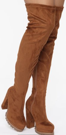 brown suede thigh high boots