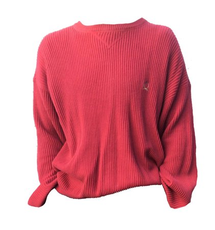 red ribbed hilfiger sweater