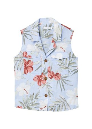 MANGO Floral linen-blend shirt