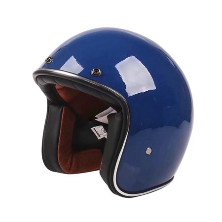 Gloss Blue Motorcycle Helmet Open Face Three Button Snap Retro Vintage Vespa Scooter Cafe Racer Motorbike Leather Gloss Old School, Motorcycles, Motorcycle Apparel on Carousell