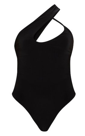 Black One Shoulder Cut Out Bodysuit | PLT