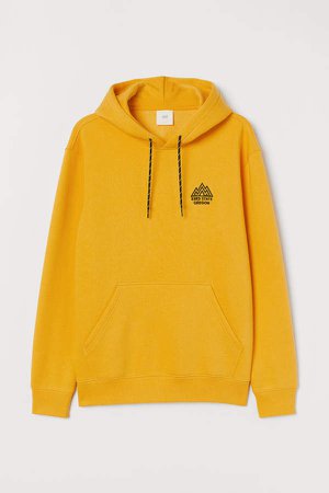 Printed Hooded Sweatshirt - Yellow