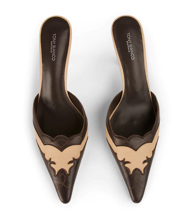 brown and cream leather vintage pointed pumps