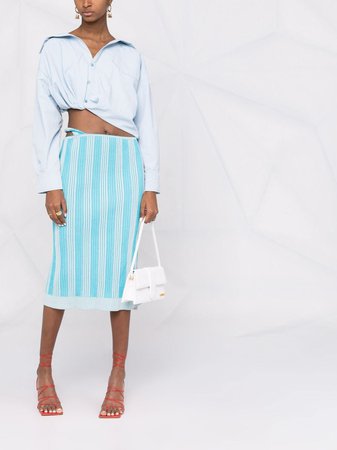 Shop Jacquemus vertical-stripe patter knitted skirt with Express Delivery - FARFETCH