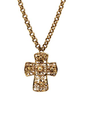 Christian LaCroix Vintage Floral Cross Necklace | Rent Christian LaCroix jewelry for $40/month