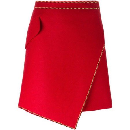 Red Wrap Embellished Mini Skirt
