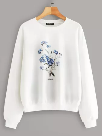 Flower Print Pullover | SHEIN USA