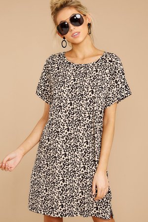 Fun Beige Leopard Print Dress - Casual Print Tunic Dress - Dress - $42 – Red Dress Boutique