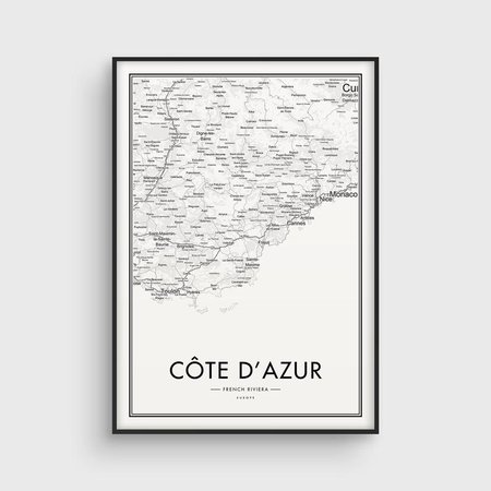 French Riviera Map Poster France Map Cote d'Azur Map | Etsy