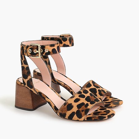J.Crew: Penny Ankle-strap Sandals In Leopard Calf Hair