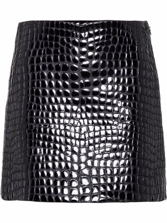 Shop Miu Miu crocodile-embossed leather mini skirt with Express Delivery - FARFETCH