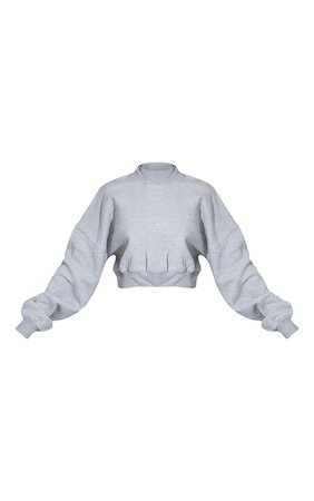 PLT Grey Badge Back Detail Crop Sweater | PrettyLittleThing USA