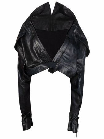 Yohji Yamamoto wide-neck Leather Jacket - Farfetch