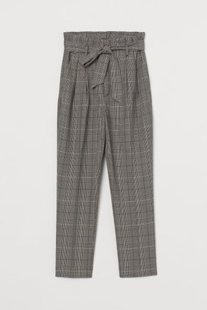 Paper-bag Pants - Brown/plaid - Ladies | H&M CA