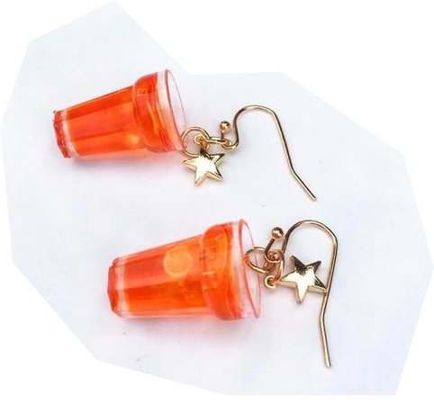 orange aesthetic filler cute food earrings drink tea