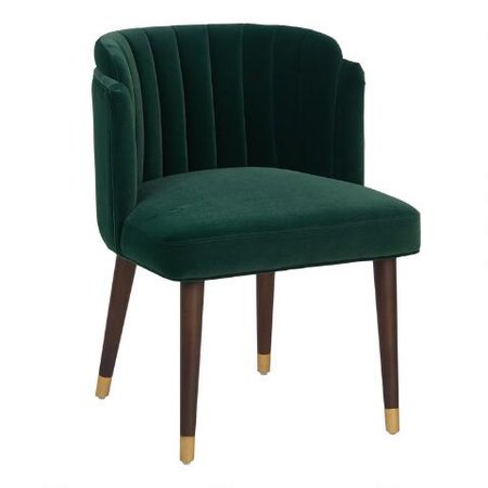 Emerald Green Velvet Channel Back Isadora Dining Chair | World Market