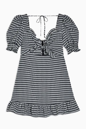 Navy Gingham Tie Front Mini Dress | Topshop