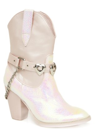 Sugar Thrillz Pink Iridescent Cowboy Boots | Dolls Kill