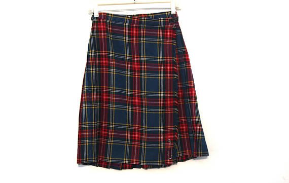 Vintage kilt skirt plaid 60s 70s Scottish Scotland tartan