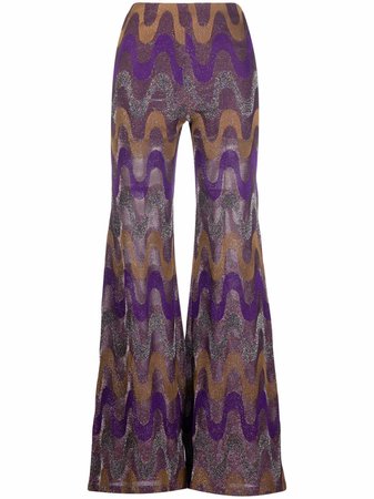 Shop M Missoni zigzag-knit flared trousers with Express Delivery - FARFETCH