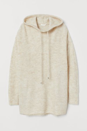 Knitted hooded jumper - Cream - Ladies | H&M GB