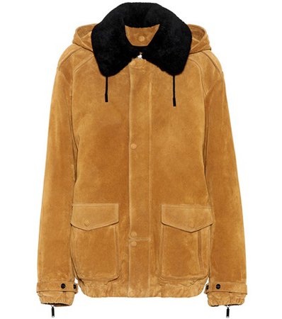 Fur-trimmed suede jacket