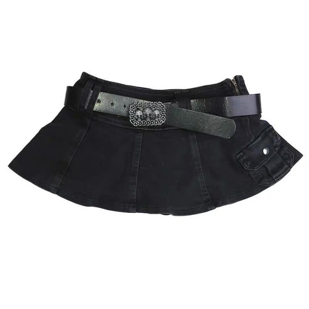 Black denim pleat skirt