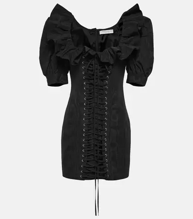 Ruffled Puff Sleeve Minidress in Black - Alessandra Rich | Mytheresa